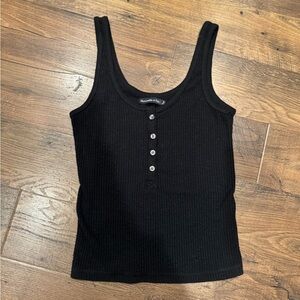 Abercrombie & Fitch Black Ribbed Tank Top with Buttons